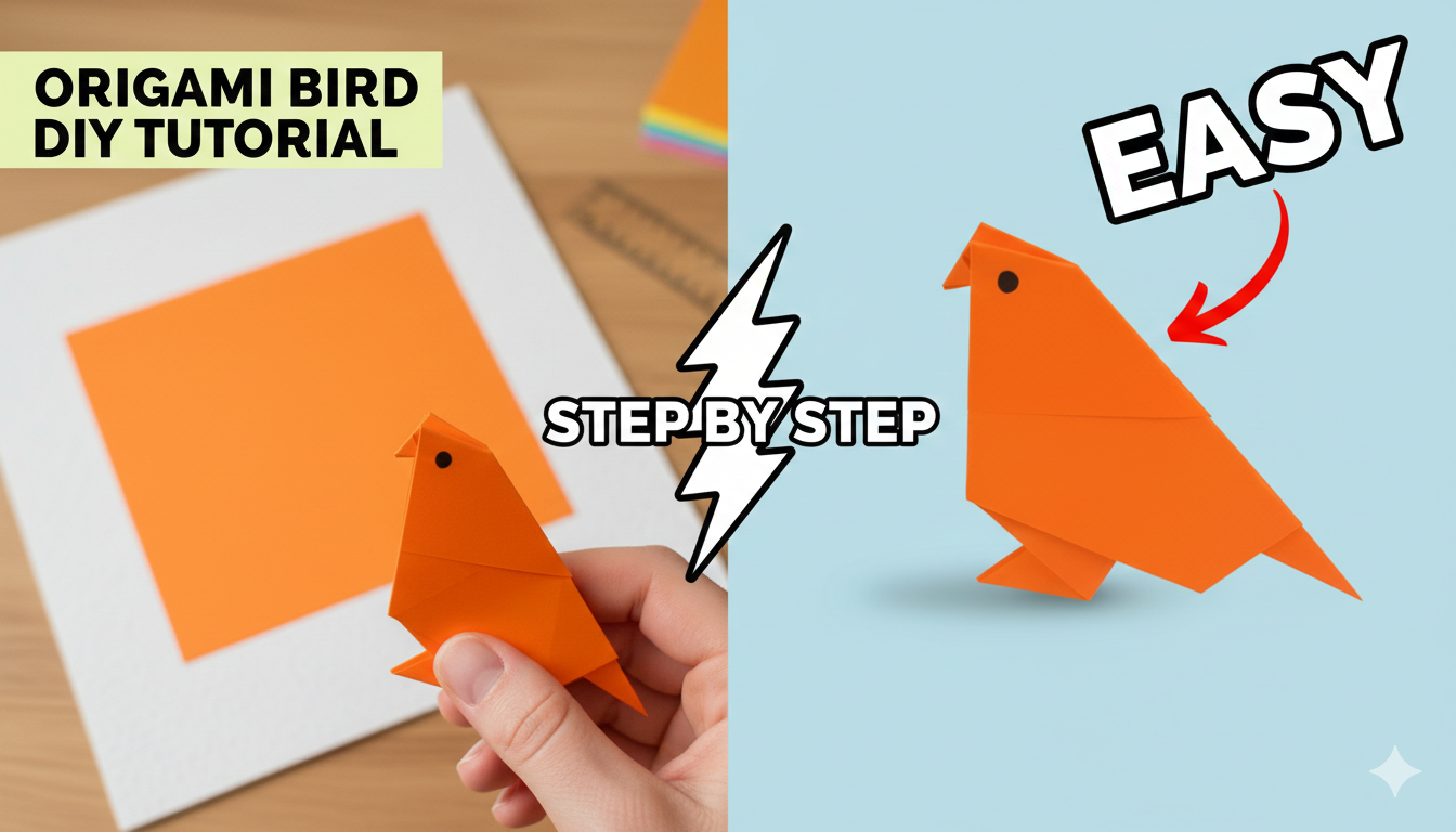 EASY Origami BIRD! | Simple Step-by-Step Paper Bird Fold + FREE PDF Diagram